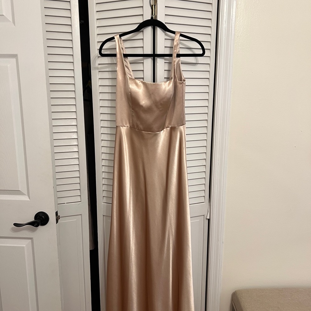 Jenny Yoo Gold Sleeveless Square Neck Gown